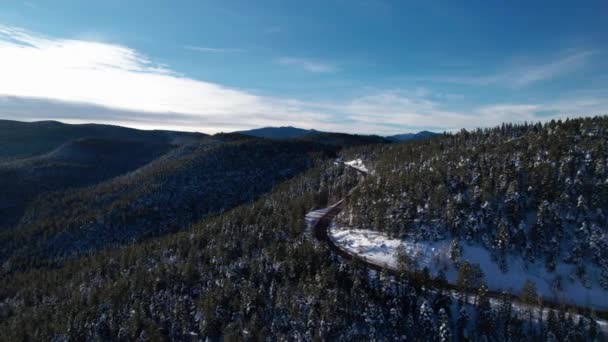 Drone Aerial Shot Bending Road Forest Mountains — Stock Video