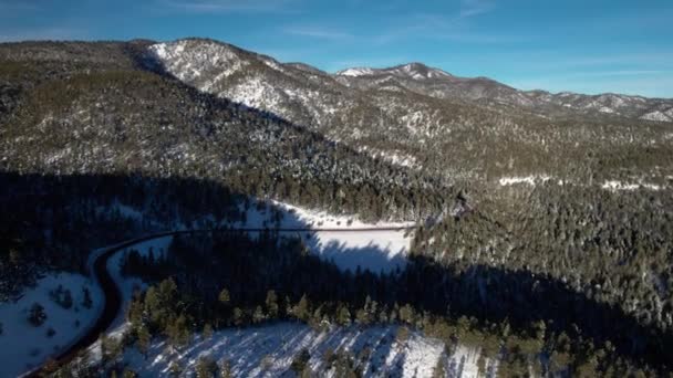 Aerial Drone Shot Winding Road Mountains New Mexico — Stock Video