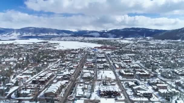 Съемка Дрона Над Фриско Колорадо Заднем Плане Заливом Фриско — стоковое видео