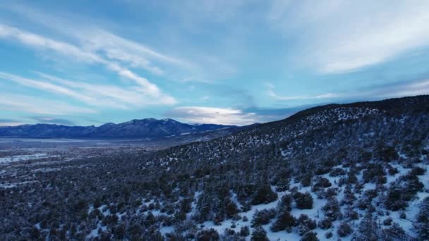 Salida Del Sol Sobre Desierto Nuevo México Con Pico Rueda — Vídeos de Stock