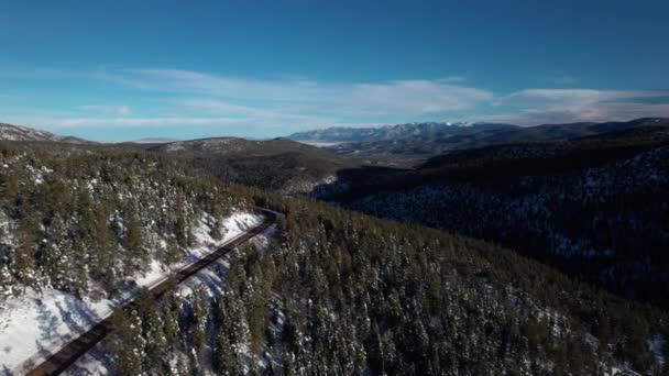 Drone Shot Empty Bending Road Mountainside — Stock Video