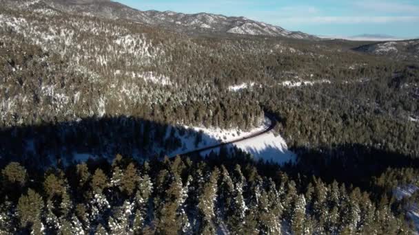 Aerial Drone Shot Car Going Winding Road Mountains — Stock Video