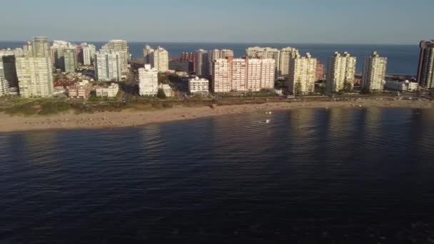 Punta Del Este Beach Uruguay Aerial Circling — Stock Video