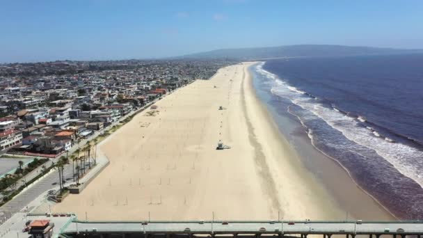 Manhattan Beach Pier Und Der Pazifische Ozean Der Nähe Von — Stockvideo