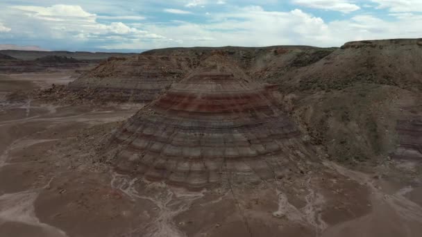 Colorful Bentonite Hills Daytime Utah Aerial Drone Shot — Stock Video