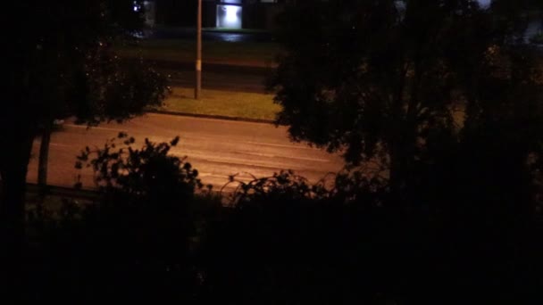 Ночные Машины Проезжают Мимо Дороге — стоковое видео