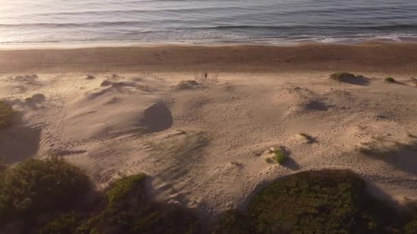 Człowiek Uprawiający Aktywność Fizyczną Opuszczonej Plaży Punta Del Este Urugwaju — Wideo stockowe