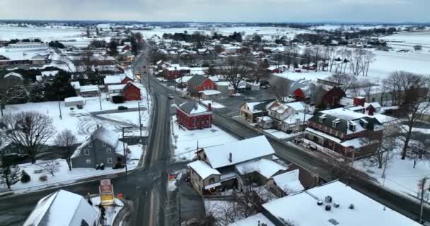 Samlag Med Pennsylvania Lancaster County Vintersnö Nattfotografering — Stockvideo