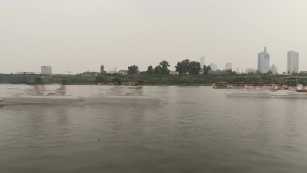 Polluted Lake Downtown Nanjing China — Stock Video