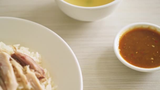 Riso Pollo Ainanese Riso Vapore Con Pollo Stile Alimentare Asiatico — Video Stock