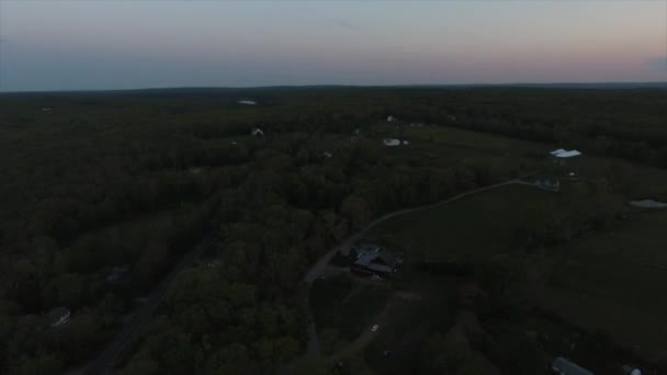 Aerial Pan Woods Sunset — Stock video