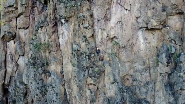 サンアンドレアス断層のプロの登山家 それは誰もが行うことを敢えてしない極端なスポーツです どんなミスでも命を犠牲にする可能性があるからです — ストック動画
