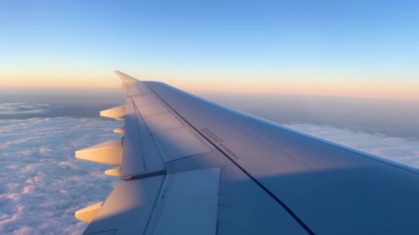 Internationale Flugbilder Vom Fenster Des Flugzeugs Das Über Den Wolken — Stockvideo