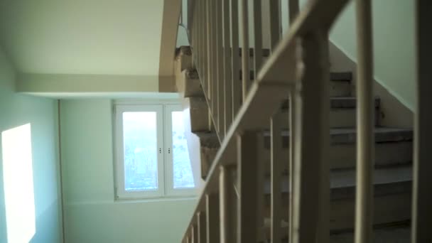 Escalier Avec Balustrades Métal Gros Plan Inclinaison Vers Bas — Video