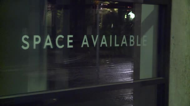 Real Estate Commercial Space Available Sign Night — Stock Video