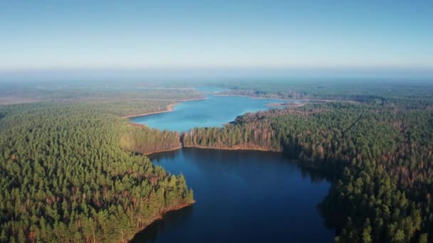 Hermosos Lagos Lituanos Del Parque Nacional Auktaitija Europa Lagos Conexión — Vídeo de stock