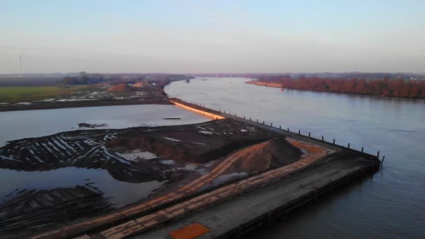 Aerial View Ipari Park Építési Telek Mellett Oude Maas Puttershoek — Stock videók