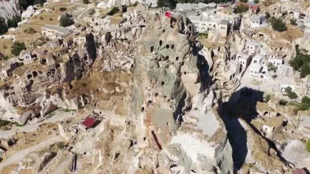 Vista Aérea Uchisar Capadócia Vale Civilização Que Criou Com Natureza — Vídeo de Stock