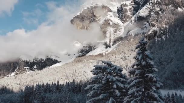 Veduta Aerea Del Cirque Fer Cheval Mentre Era Coperto Neve — Video Stock