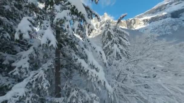 Letecký Pohled Cirque Fer Cheval Zatímco Pokryta Sněhem Během Studené — Stock video