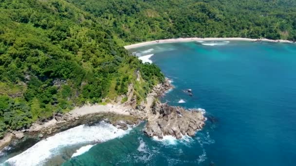 Lagune Idyllique Cap Rocheux Sur Plage Wediombo Java Indonésie Vue — Video