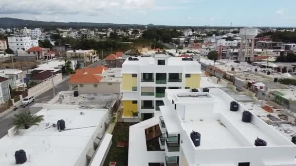 Dominikánská Republika Bani 2022 Dron Letící Zezadu Zachycen Nové Obytné — Stock video