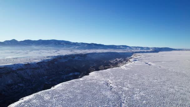 Drone Mouvement Panoramique Sur Les Gorges Rio Grande Hiver — Video