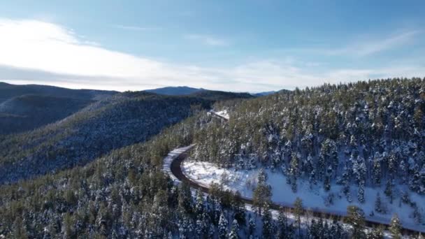 Drone Shot Car Driving Road Bends Mountain — Stock Video