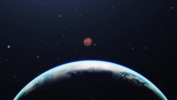 Superfície Terra Com Planeta Mars — Vídeo de Stock