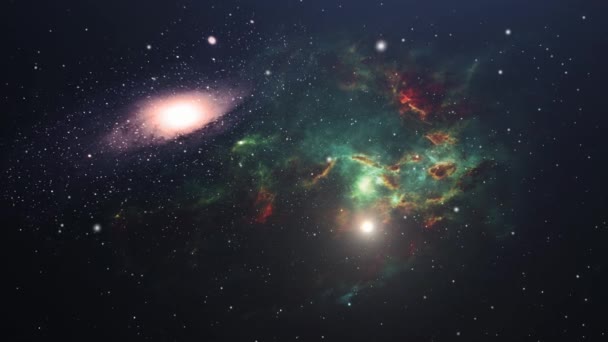 Galaxie Dans Nébuleuse Verte — Video