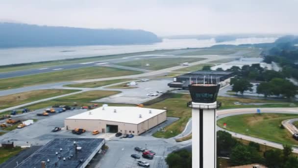 Torre Controllo Del Traffico Aereo Illustrazione Dei Dati Radar Comunicazione — Video Stock