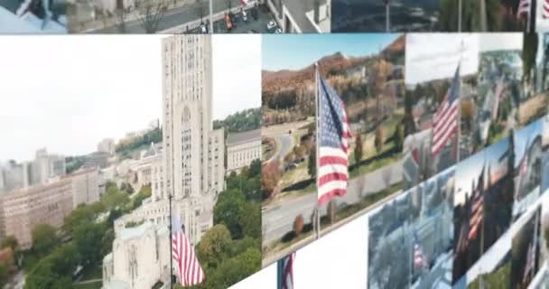 Collage Montage Drapeau Américain Amérique Belle Que Dieu Bénisse Les — Video