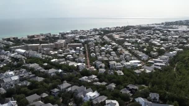 Quiet Residential Town Rosemary Beach Florida Estados Unidos Tomada Aérea — Vídeo de Stock