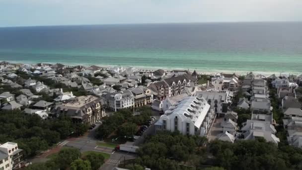 Beachfront Community Rosemary Beach Seascape Views Summer Florida Usa Aerial — Stock Video