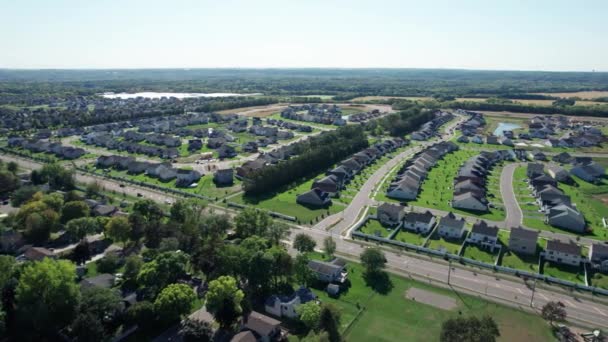 Aerial Drone Shot New Development Suburb Midwest United States — Stock Video