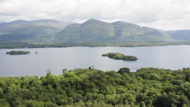 Aerial Mountains Killarney National Park Muckross Lake Ireland Reverse — Stock Video