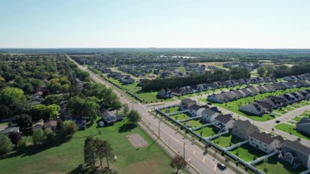 Aerial Drone Shot Old New Suburban Community Next Each Other — Stock Video