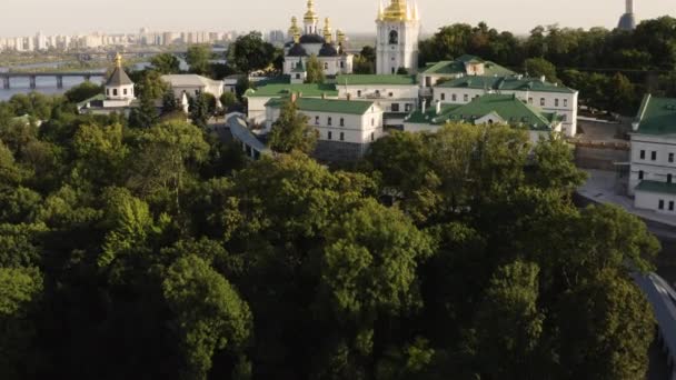 Aerial Kiewer Höhlenkloster Kiewer Pechersk Lavra Kiew Ukraine Vorwärts — Stockvideo