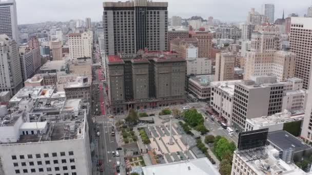 Scatto Aereo Discendente Union Square Nel Centro San Francisco Una — Video Stock