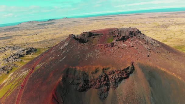 Widok Lotu Ptaka Krater Saxholl Islandii — Wideo stockowe