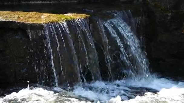 Kleiner Wasserfall Polen Zeitlupe — Stockvideo
