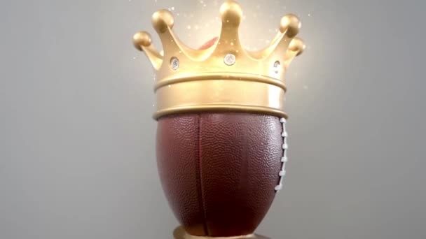 Football Background Winner Trophy Glowing Championship Crown — Stock Video