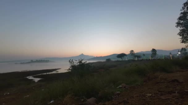 Campeggio Lonavala Bellissimo Tramonto Alba Pawna Lago Campeggio Movimento Nuvole — Video Stock