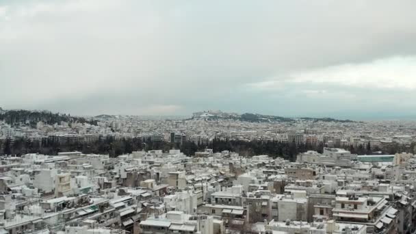 Überflug Des Wunderschönen Pedion Areos Parks Mit Akropolis Hintergrund Athen — Stockvideo