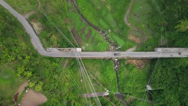 Estrada Pico Barragem Sabo Barragem Lava Monte Merapi Indonésia Topo — Vídeo de Stock