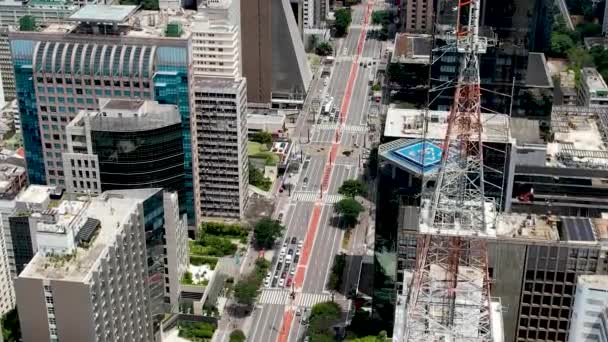 Vista Superior Avenida Paulista Centro São Paulo Brasil Paisagem Deslumbrante — Vídeo de Stock