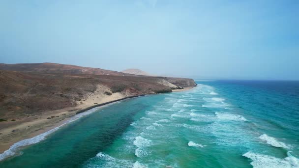 Légi Felvétel Partvonalról Fuerteventura Szigetén Kanári Szigetek — Stock videók