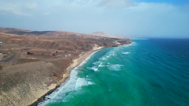 Luftaufnahme Der Küste Auf Der Insel Fuerteventura Kanarische Inseln — Stockvideo