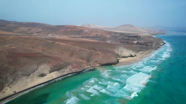 Letecký Pohled Pobřeží Ostrova Fuerteventura Kanárské Ostrovy — Stock video