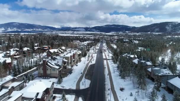 Drone Abbattuto Lungo Strada Principale Frisco Durante Inverno — Video Stock